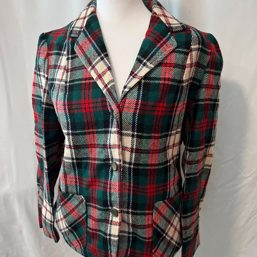 Vintage Womens Coat S Colorful Plaid Rockabilly Academia Pockets